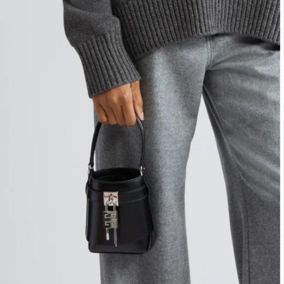 NWT Givenchy Micro Shark Lock Bucket Bag Black Leather - Picture 3 of 12